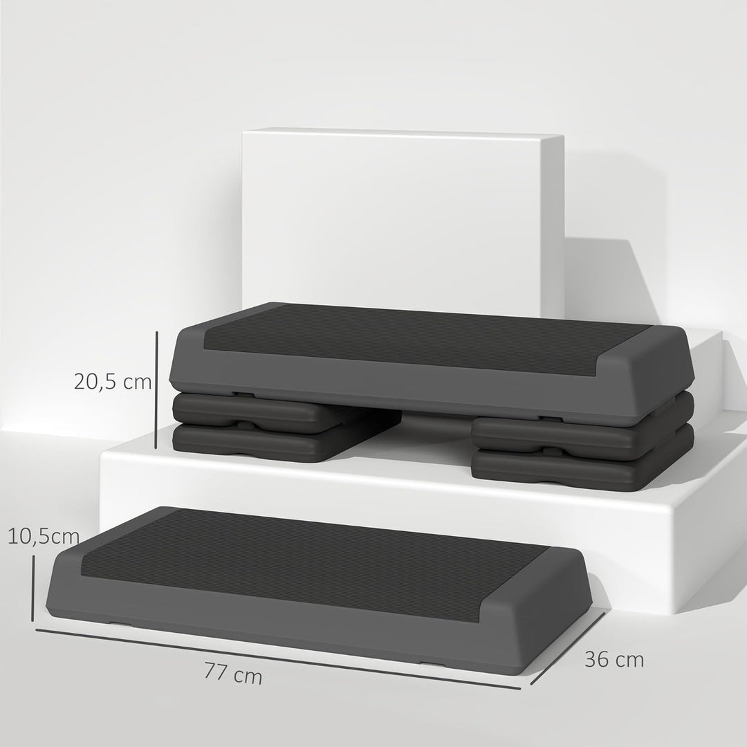 SPORTNOW Aerobic-Stepper, 10,5/15,5/20,5cm Höhenverstellbare Steppbrett, rutschfest, für Zuhause, Fi