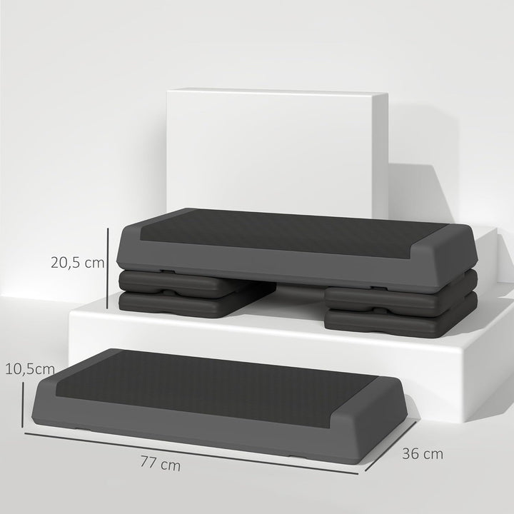 SPORTNOW Aerobic-Stepper, 10,5/15,5/20,5cm Höhenverstellbare Steppbrett, rutschfest, für Zuhause, Fi