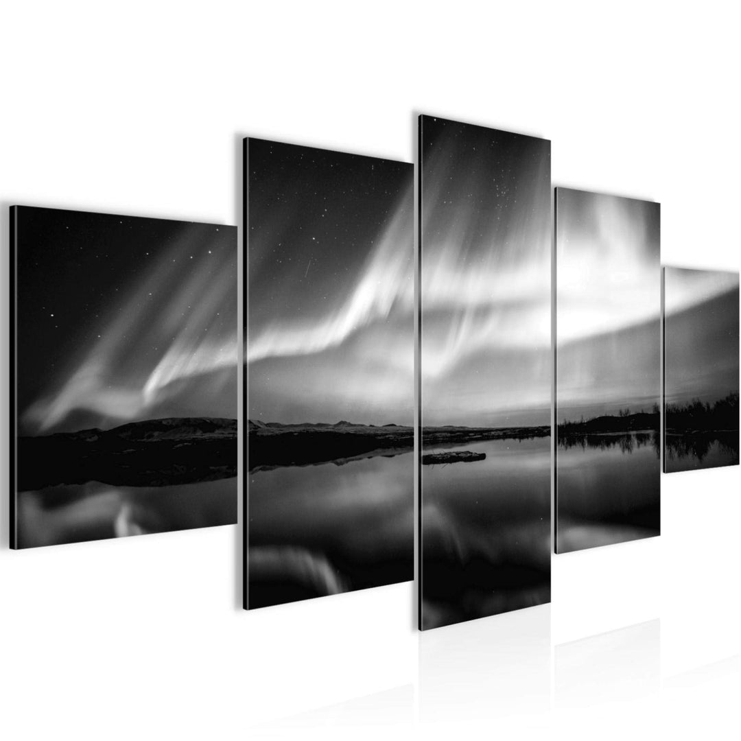 Runa Art Wandbilder Polarlicht 5 Teilig Bild auf Vlies Leinwand Deko Wohnzimmer Schlafzimmer Nachthi