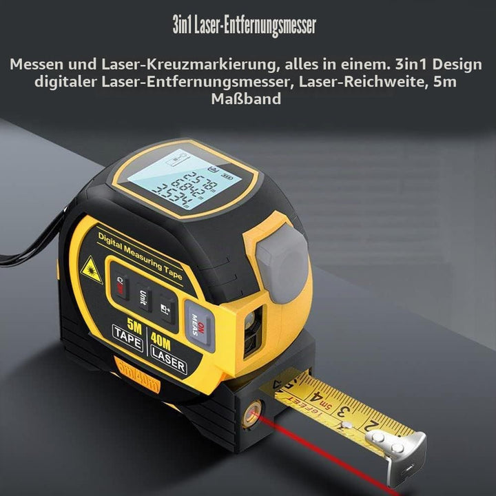 Geevorks Laser-Entfernungsmesser, Laser-Entfernungsmesser, 60 m, 3 in 1, 5 m, Massband, Lineal, LCD-