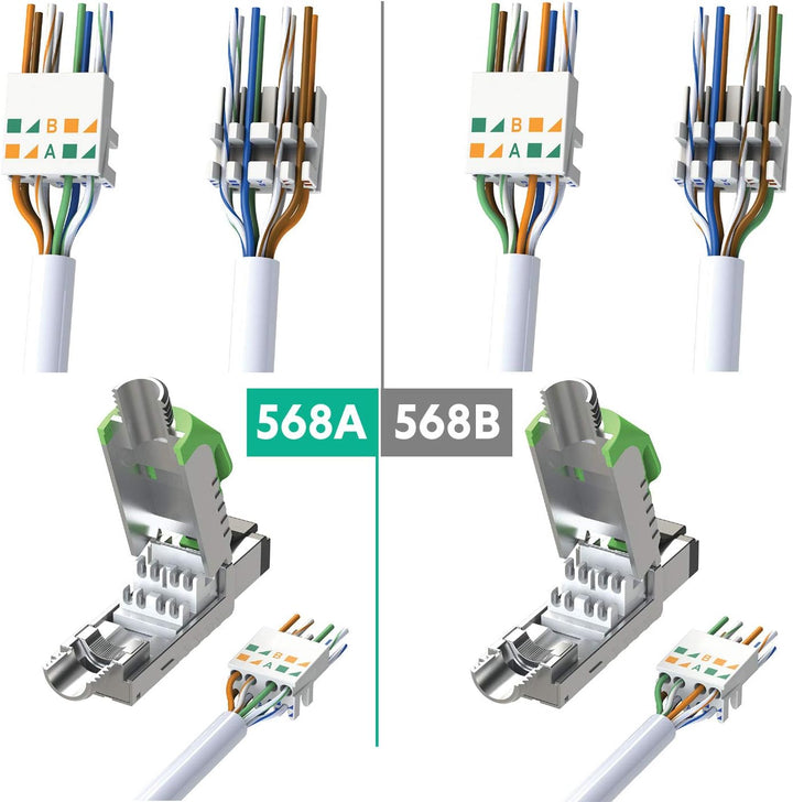 LINKUP - RJ45 Connectors Cat6A (12 Pack) Shielded Metal Die-Cast Field Modular Termination Plug | 10