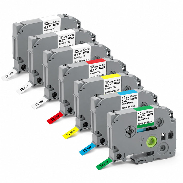 Kamo Schriftbänder 7er-Pack kompatibel Brother Schriftband P-touch Bänder TZe-231 431 531 631 731 (1