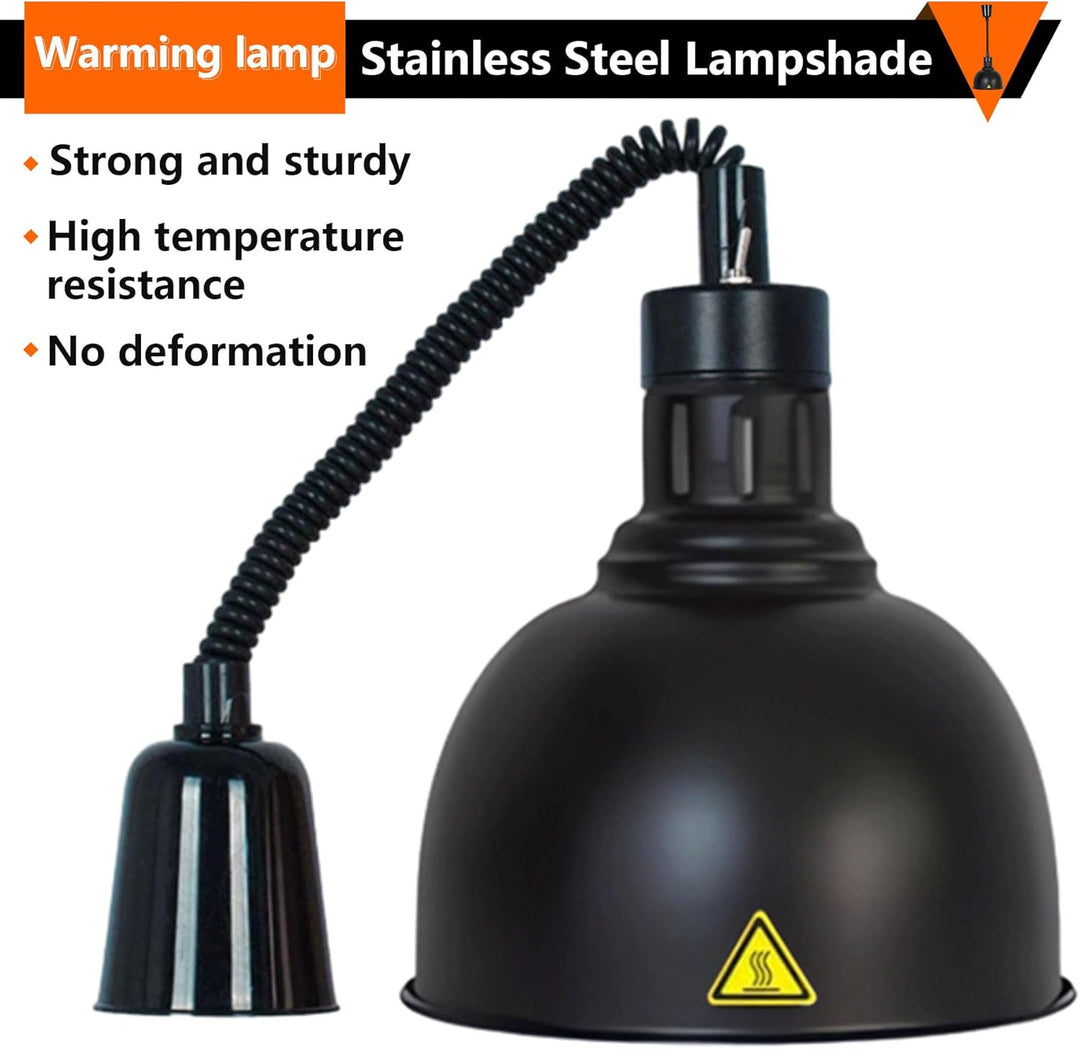 Wärmelampe Küche, 250W Hängend Wärmelampe Gastronomie für Speisen, 25cm Lebensmittel Wärmelampe für