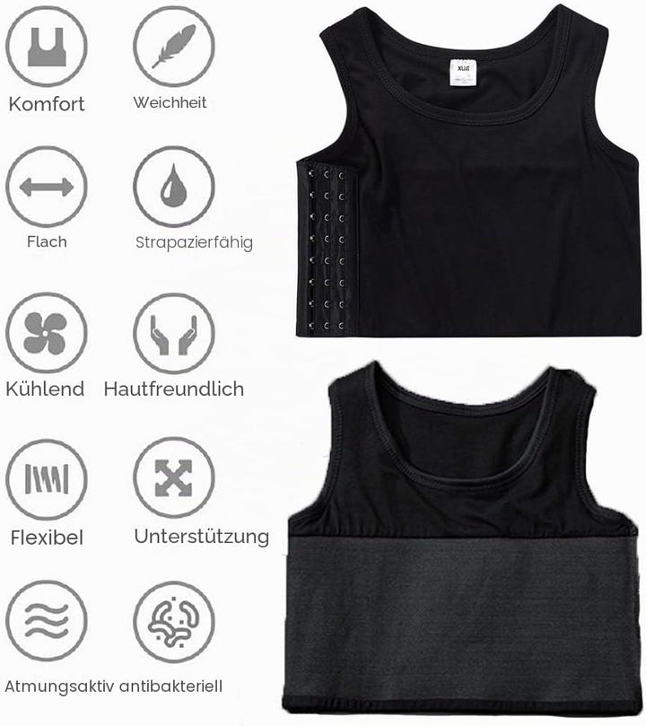XUJI Brust binder Atmungsaktiv Baumwolle mit Gummiband für Transgender FTM Schwarz 4XL, Schwarz 4XL