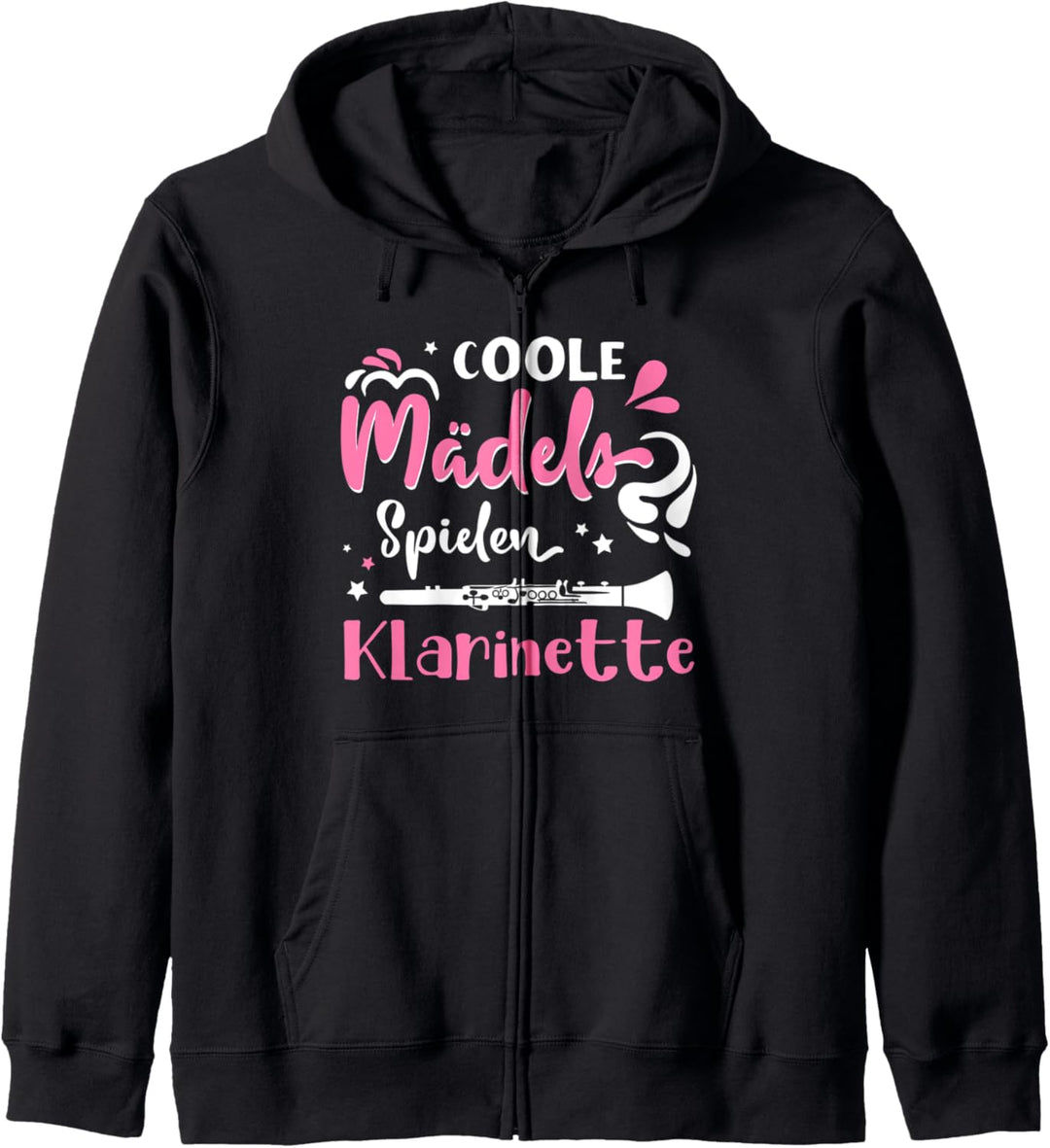 Coole Mädels spielen Klarinette Klarinettist Musikinstrument Kapuzenjacke