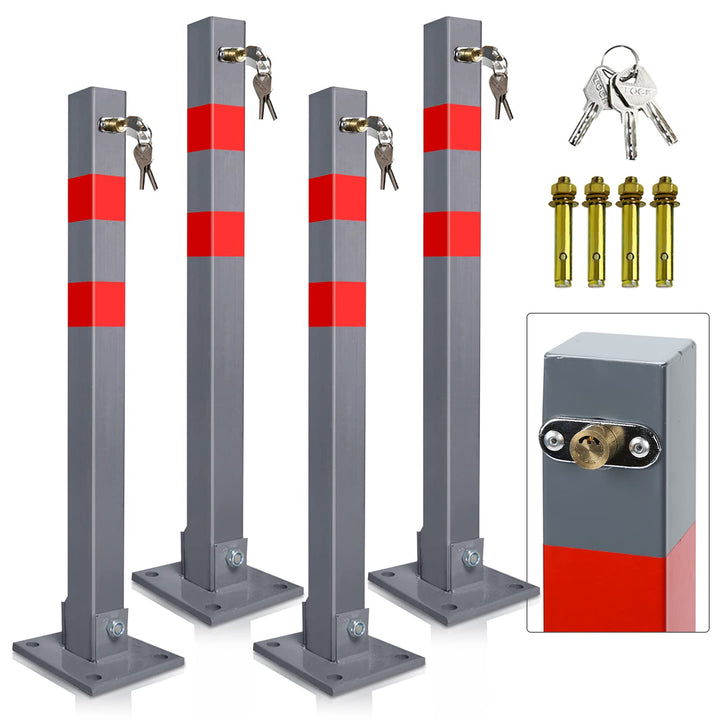 Joparri Parkpfosten Klappbar, Parkplatzsperre Absperrpfosten Parkwacht Pfeiler Poller Signalfarbe 3