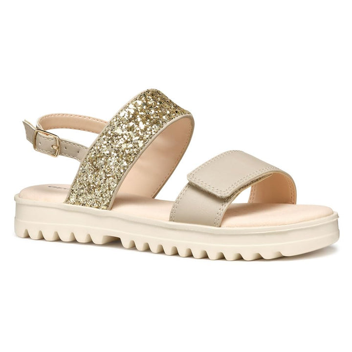 Geox Mädchen J Sandal Coralie GirSandal 28 EU Beige Platinum, 28 EU Beige Platinum