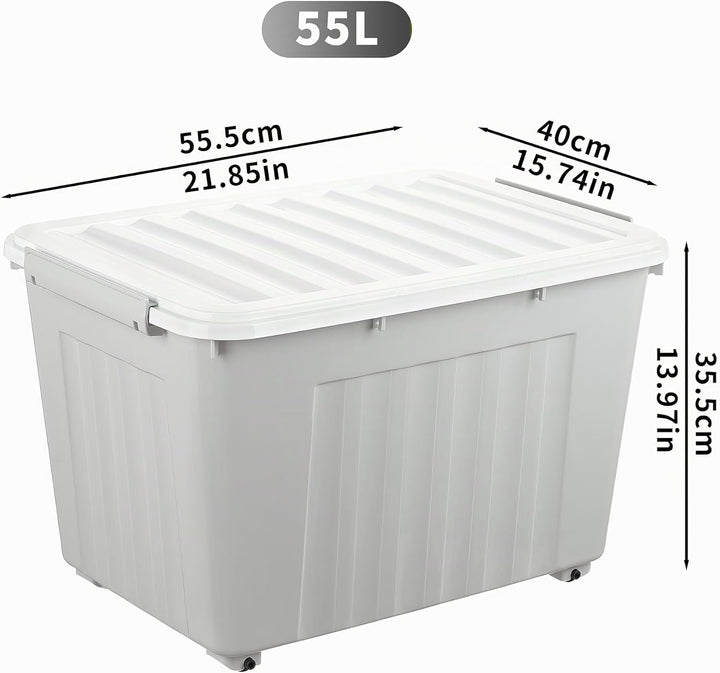 Cetomo,55L,6er-Pack, Aufbewahrungsbox mit deckel,Aufbewahrungsboxen, mit Clips, stapelbar, Wohnzimme