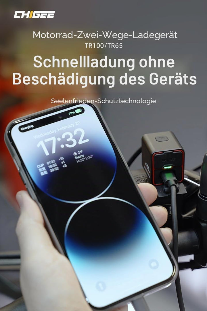 CHIGEE TR100 Next-Gen Motorrad-Batterieladegerät, 100 W, ultrakompakt & leicht, Notladung, niedrige
