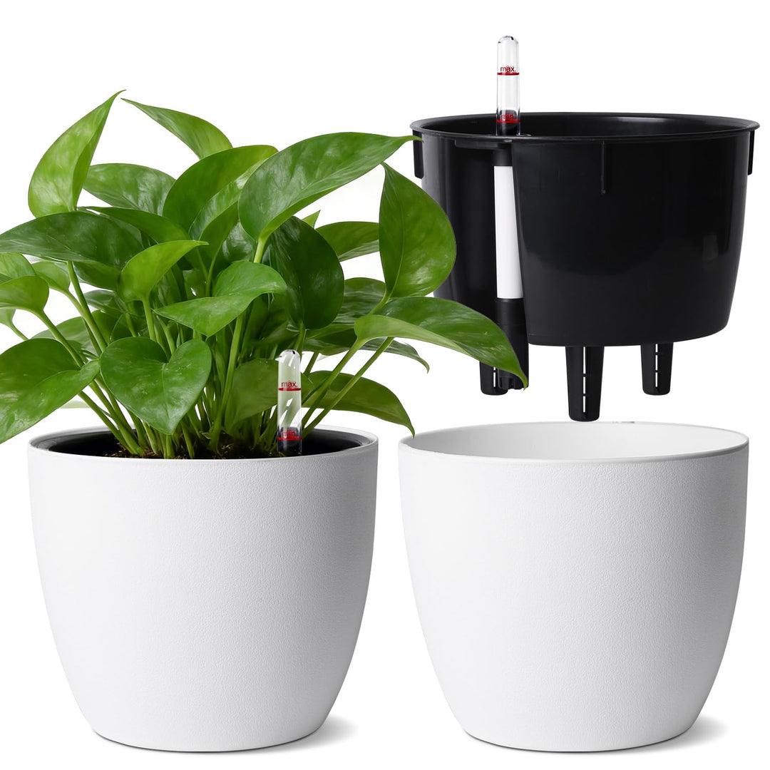 T4U 2Pcs 15cm Selbstbewässerungstopf mit Wasseranzeiger, Praktischer Blumentopf für vielbeschäftigte