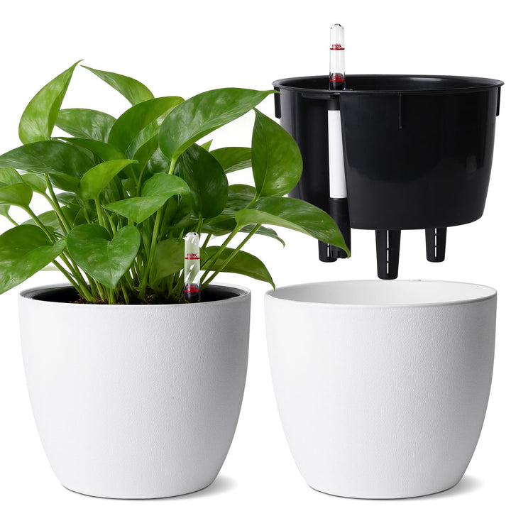 T4U 2Pcs 15cm Selbstbewässerungstopf mit Wasseranzeiger, Praktischer Blumentopf für vielbeschäftigte