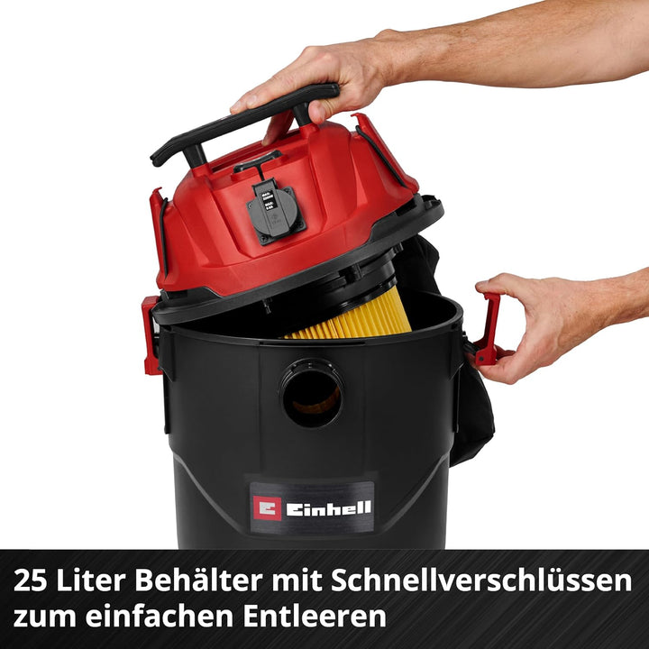 Einhell Nass-Trockensauger TC-VC 2555 A (850 Watt, 180 mbar Saugleistung, Automatiksteckdose, 25 L A