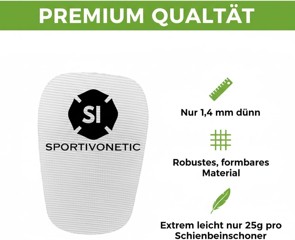 SPORTIVONETIC® High Performance Schienbeinschoner Anpassbar für Erwachsene & Kinder, Damen & Herren