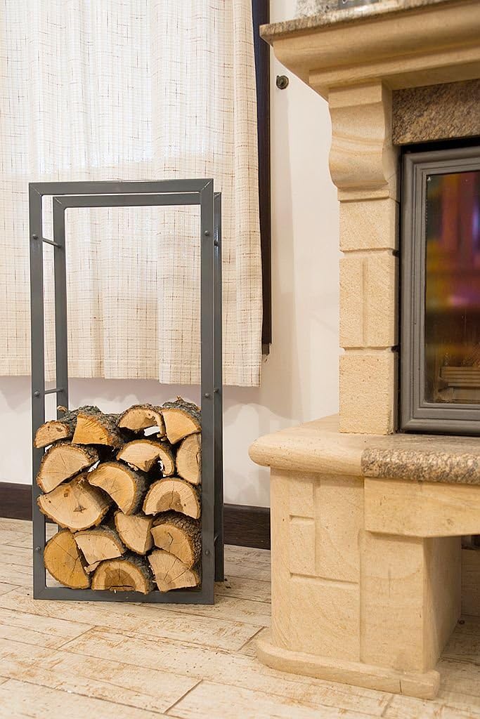 DanDiBo Kaminholzständer Kaminholzregal 100 cm Grau Holzkorb Kaminholzhalter Regal Holzregal