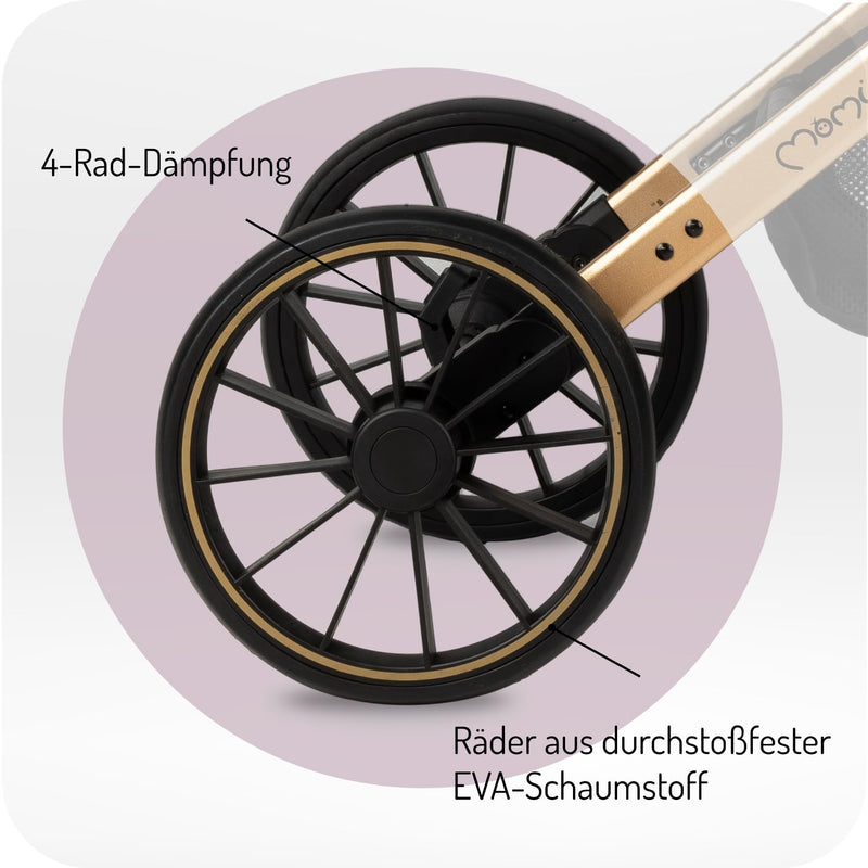 MoMi ESTELLE PLUS LIGHT Kinderwagen ab 6. Monat (bis 22 kg), klappbarer Buggy mit 5-Punkt-Sicherheit