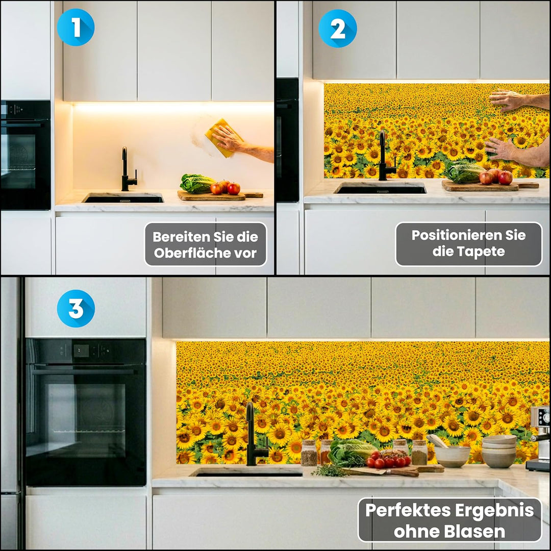 DIMEX Küchenrückwand Folie selbstklebend SONNENBLUMENFELD | Klebefolie - Dekofolie - Spritzschutz fü