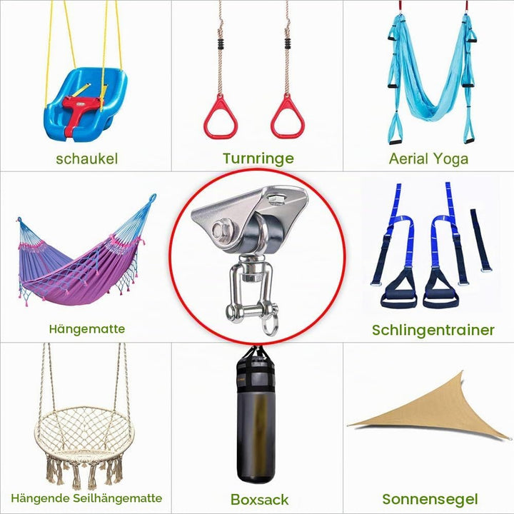 SELEWARE Deckenhaken Schwerlast Hängesessel Outdoor - Drehhaken Boxsack Halterung Schaukelhaken Holz
