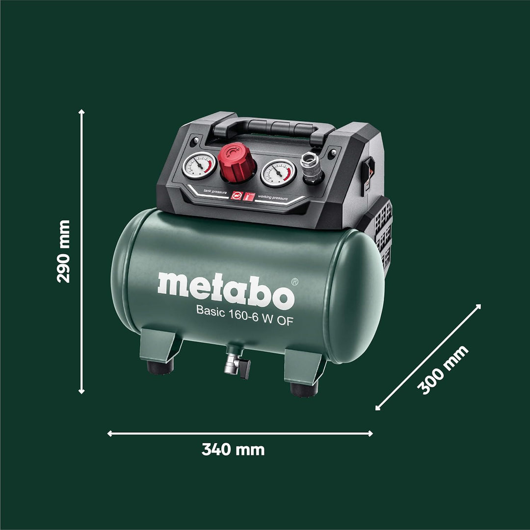 Metabo Kompressor Basic 160-6 W OF (Kessel 6 l, Max. Druck 8 bar, Ansaugleistung 160 l/min, Füllleis
