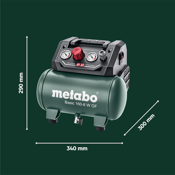 Metabo Kompressor Basic 160-6 W OF (Kessel 6 l, Max. Druck 8 bar, Ansaugleistung 160 l/min, Füllleis