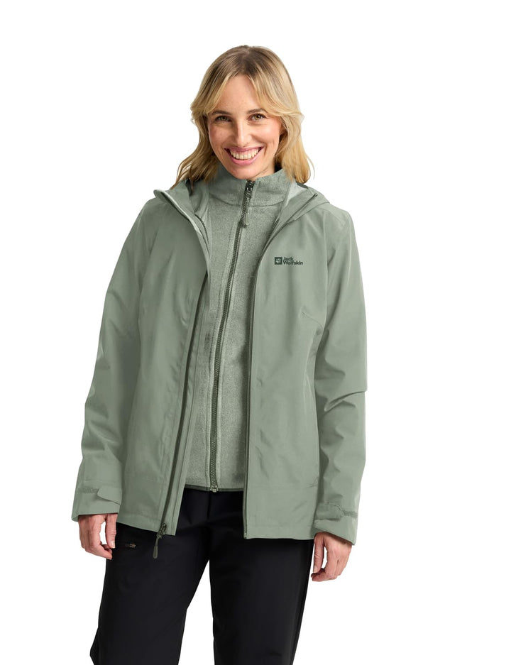 Jack Wolfskin Damen Moonrise 3in1 Jkt W Jacket, XS mint leaf