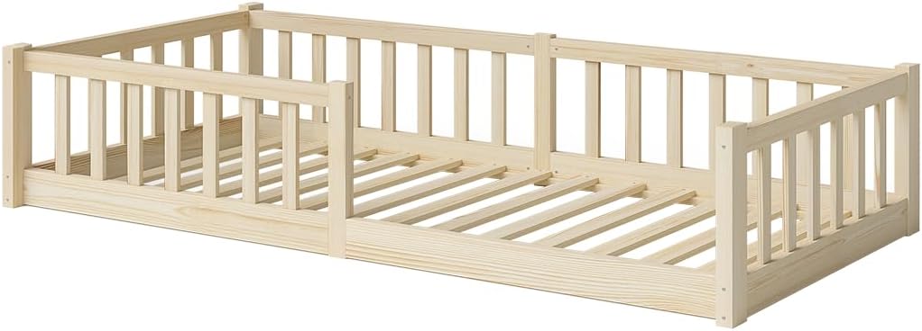 Bellabino Vere Bodenbett 90x200 cm, Massivholz Kiefer, Kleinkindbett, Natur | Montessori Kinderbett