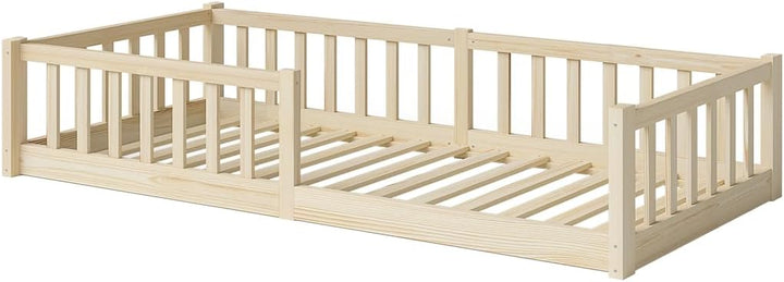 Bellabino Vere Bodenbett 90x200 cm, Massivholz Kiefer, Kleinkindbett, Natur | Montessori Kinderbett