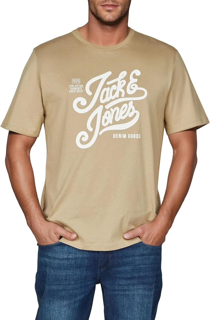JACK &amp; JONES JJLINO T-Shirt 4er Pack Rundhals Kurzarm Shirt Regular Fit Print Sommer 100% Baumwolle