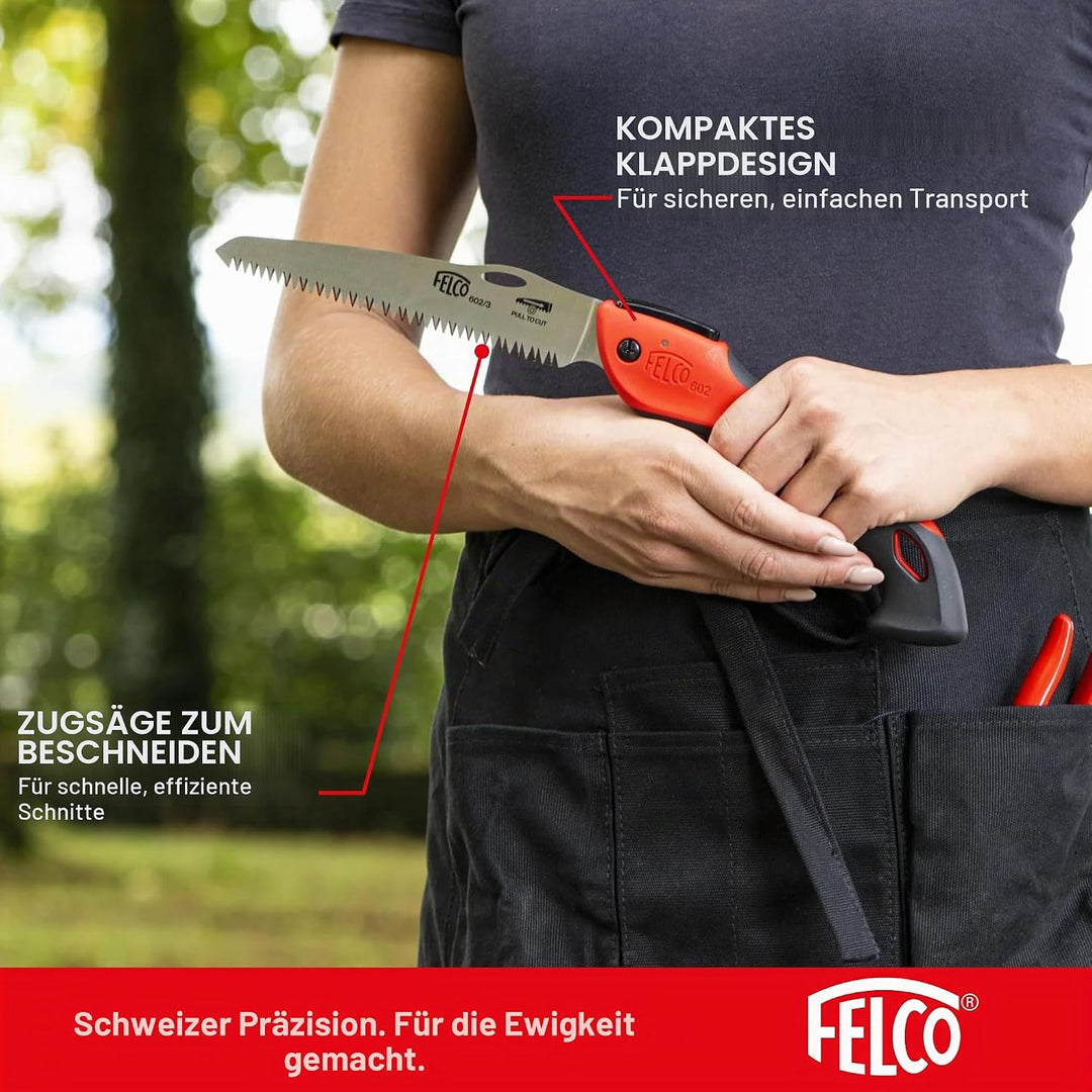 FELCO Baumsäge 602 (klappbare Säge, Klingenlänge 16 cm, mit ziehendem Schnitt, Holzsäge, für Weinbau