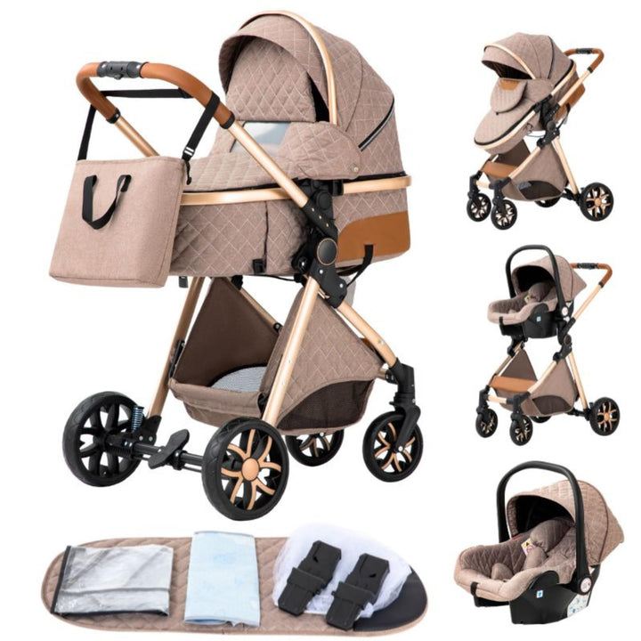 YAZOCO kinderwagen 3 in 1 Zusammenklappbar kinderwagen Komplettset Becherhalter, Moskitonetz, Fussab