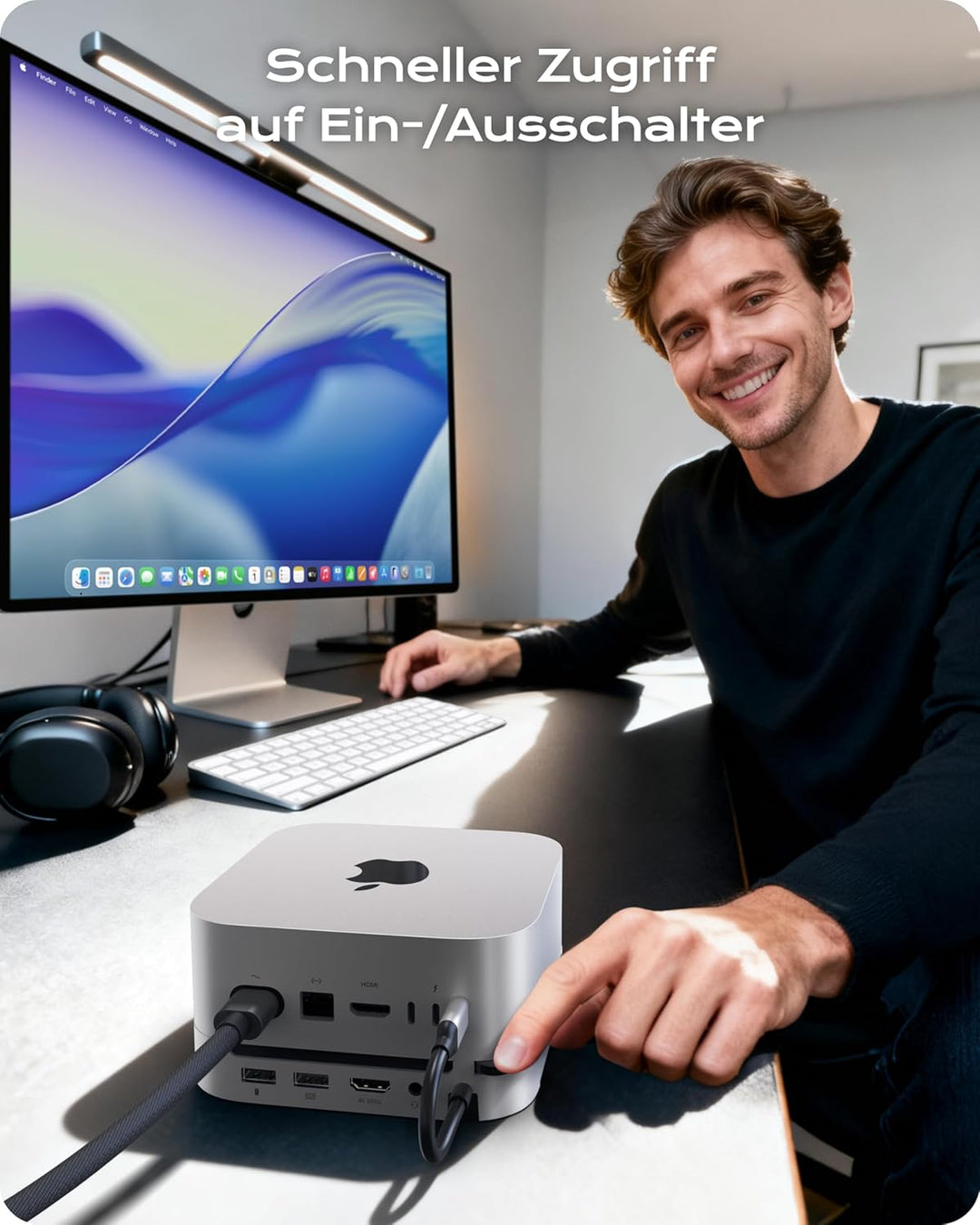 Stouchi Mac mini M4 Dock mit 8TB NVMe/SATA SSD-Gehäuse, 2X USB-A 10 Gbit/s, 4K HDMI, SD/TF-Slot, 2X