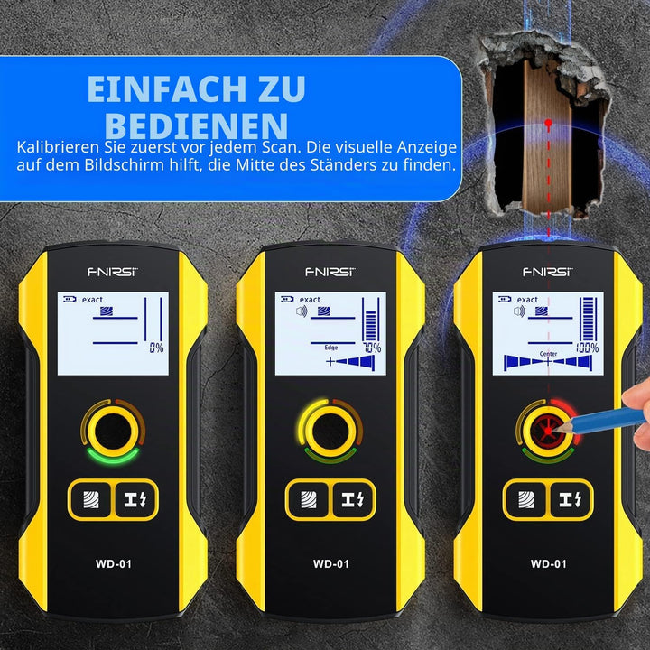 FNIRSI 6-in-1 Wandscanner – Elektronischer Wanddetektor für Holz- und Metallständer, Kabel, Rohre un