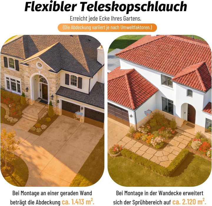 Schlauchbox RollUp 30 m – 180° Schwenkbare Schlauchtrommel, Flexible Bewässerung für Grosse Gärten,