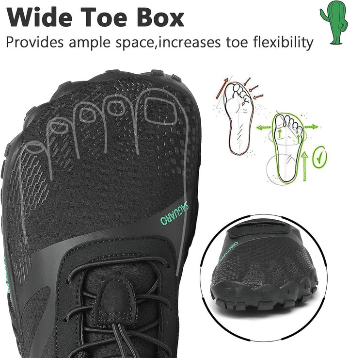 SAGUARO Unisex Barfussschuhe Leicht rutschfest Traillaufschuhe für Outdoor & Indoor 36 EU Dunkles Sc
