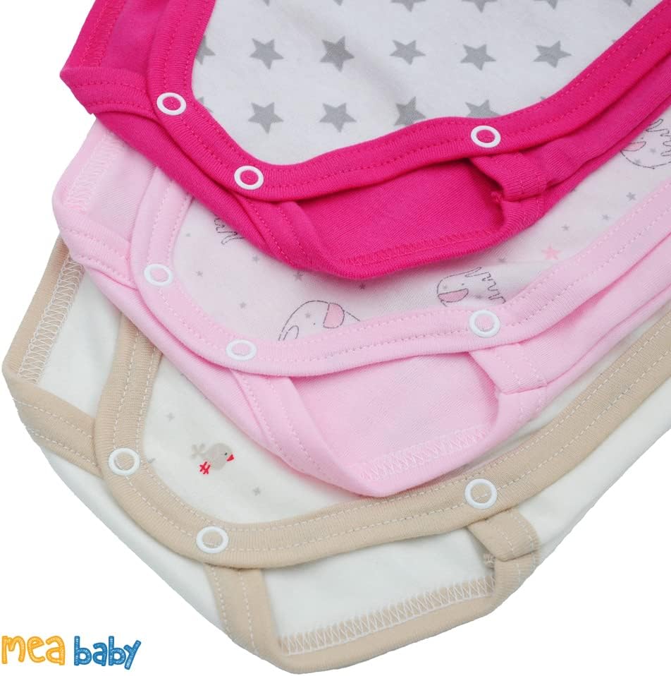 Unisex Baby Langarm Body aus 100% Baumwolle im 5er Pack, Baby Langarm Wickelbody mit Print, Baby Wic
