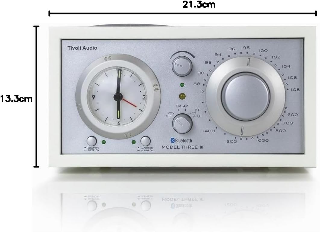 Tivoli Audio Model Three Bluetooth UKW-/MW-Radiowecker (Weiss/Silver) Weiss / Silber, Weiss / Silber