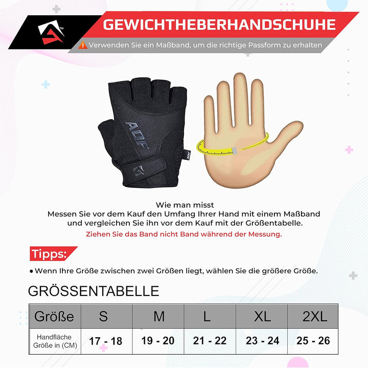 AQF Trainingshandschuhe, Fitness Handschuhe Ultraleichte Fur Krafttraining Bodybuilding, Sporthandsc
