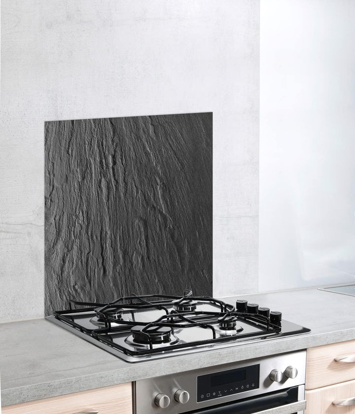 WENKO Glasrückwand Schiefer 60 x 70 cm - Spritzschutz, Gehärtetes Glas, 60 x 70 cm, Mehrfarbig