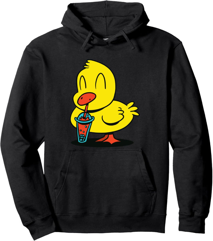Gelbe Ente schlürft Tee Tier Pullover Hoodie
