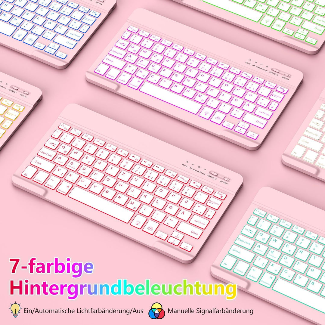 aMZCaSE für iPad A16 10/11th Generation Case mit Tastatur 11/10.9 Zoll(2025/2022),7 Farben Hintergru