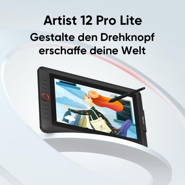 XPPen Artist 12 Pro Lite Grafiktablett mit Display für PC- 11,6 Zoll | 8 Taste und 1 Einstellrad, 81