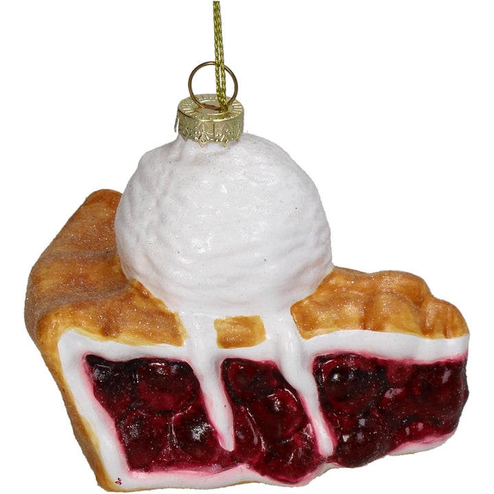Christbaumschmuck Glas 8cm - Kirschkuchen mit EIS Aufhängen - Weihnachtsbaum Anhänger für Weihnachte