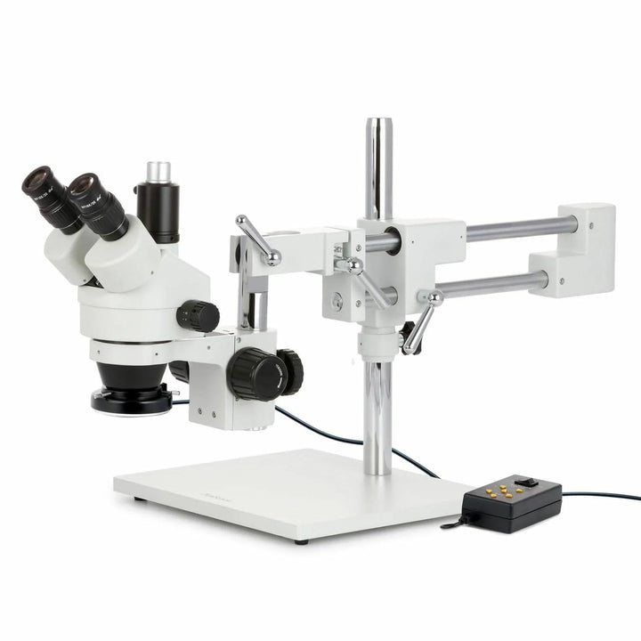 AmScope SM-4T-144A Trinokulares Stereomikroskop mit Variablem 144-LED-Ringlicht, 7X-45X, Weiss