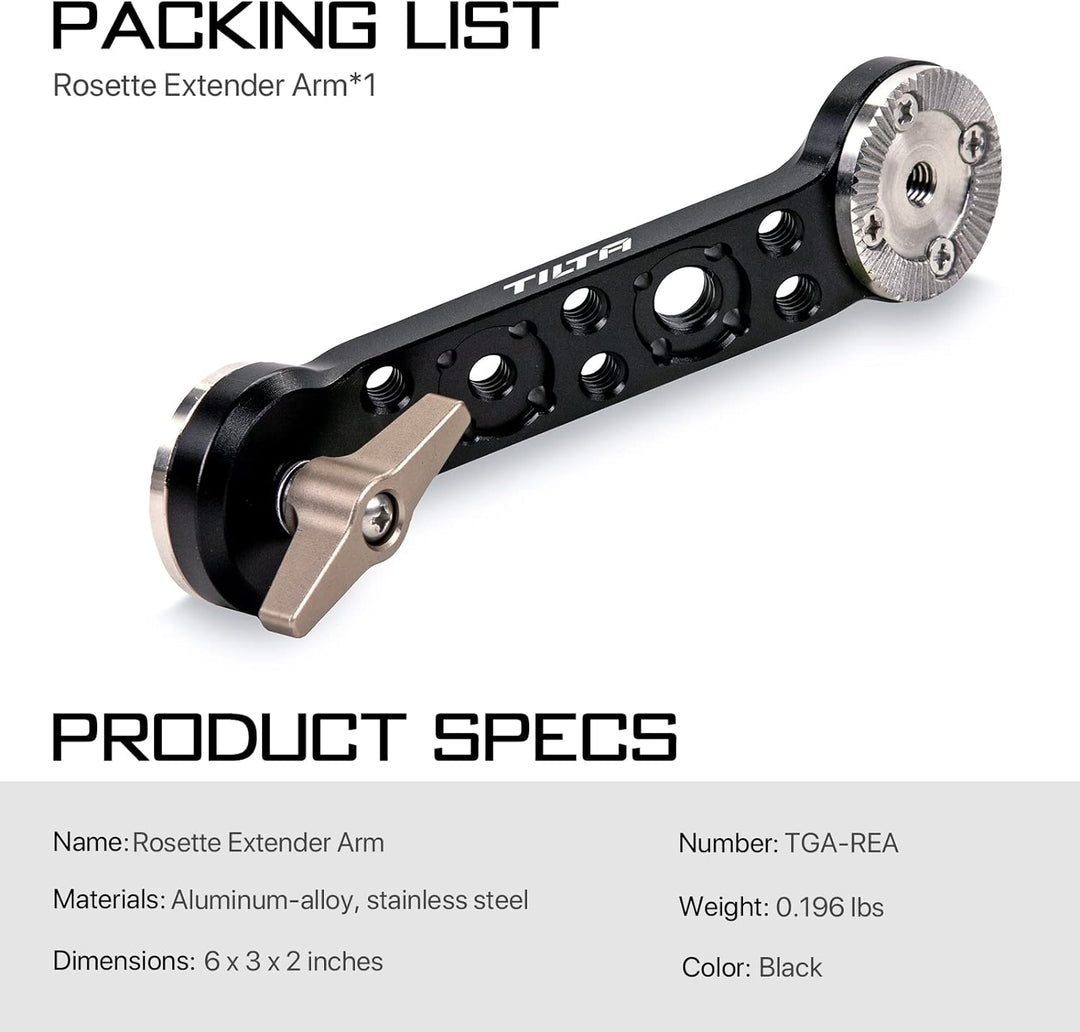 Tilta Rosette Verlängerungsarm kompatibel mit RS 2/RS 3 Pro/RSC 2/RS 3 Camera Filmmaking Kit TGA-REA