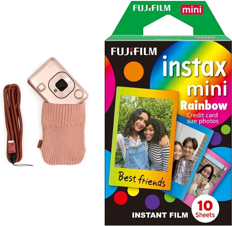 LiPlay Zubehör-Set & Fujifilm Instax Mini Instant Film, Regenbogen, Einzelpackung Blush Gold Bundle