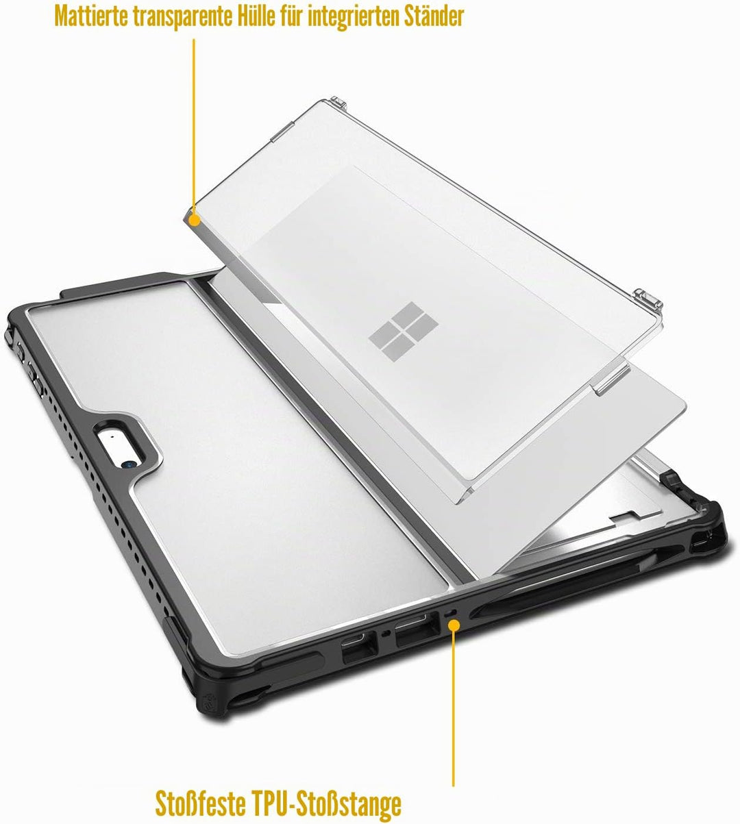 Fintie Hülle für Microsoft Surface Pro 7+ / 7/6 / 5 /Pro LTE, Stossfeste Robuste Hartschalen Schutzh