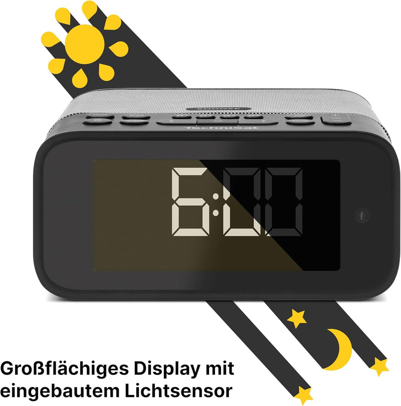 TechniSat DIGITRADIO 52 BT– DAB Radiowecker (Uhrenradio, Wecker, DAB+, UKW, Snooze-Funktion, Sleepti