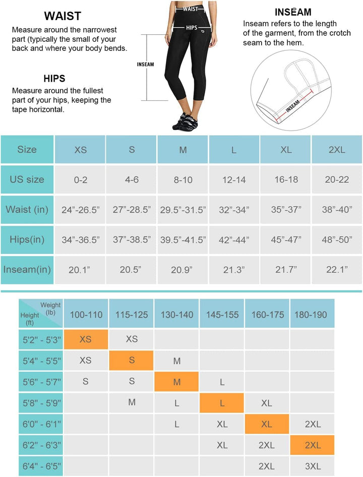 BALEAF Damen 3/4 Radlerhose Kurz Radhose Atmungsaktiv Fahrradhose Gepostert M 1-schwarz-grau, M 1-sc
