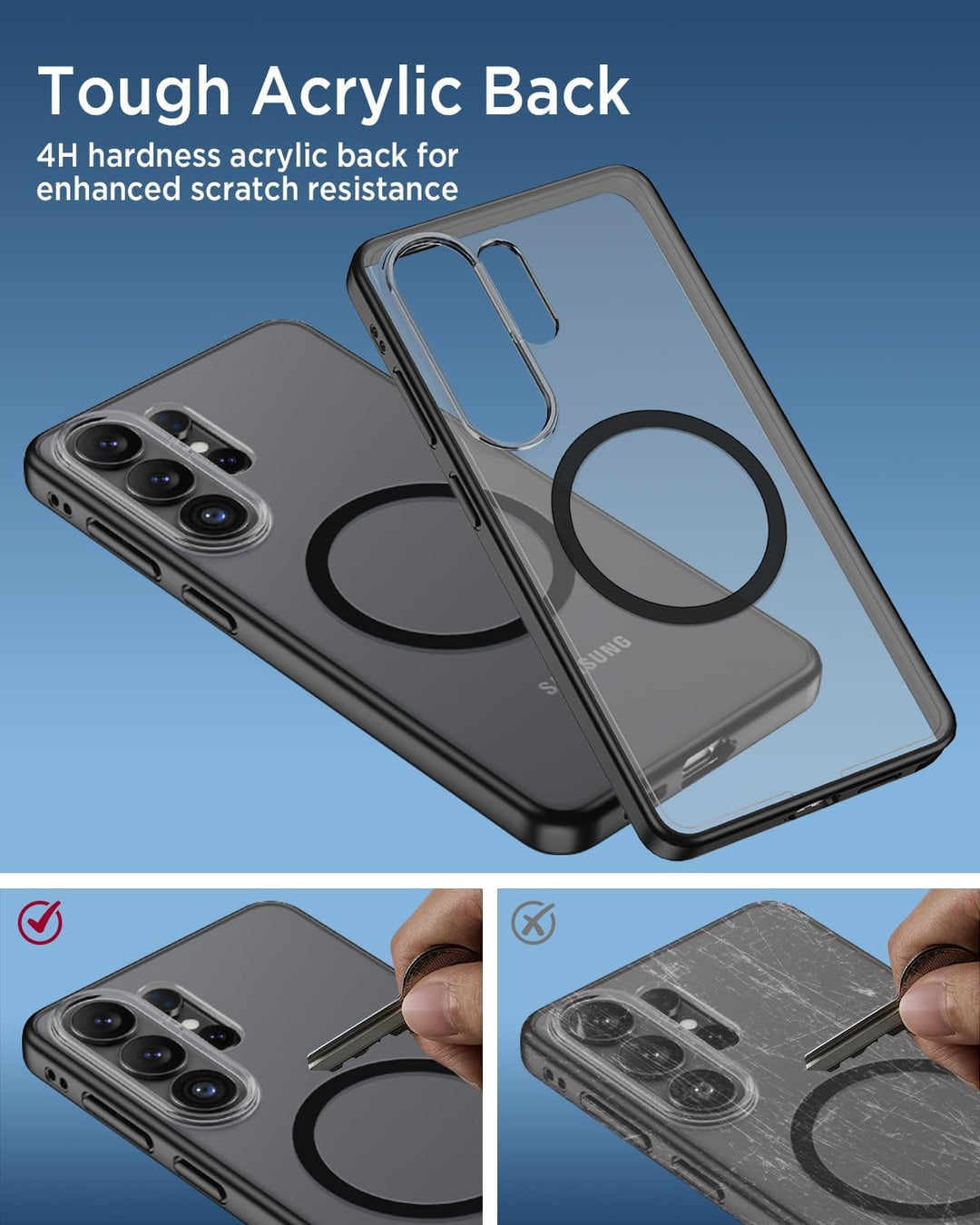 Miimall Magnetische Hülle Kompatibel mit Samsung Galaxy S26 Ultra Hülle Ultradünn 2026, PC+TPU Stoss