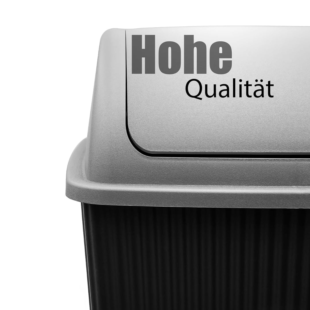 BigDean Mülleimer mit Schwingdeckel 45 L Anthrazit – Abfalleimer für die Küche & Büro – Müllbehälter