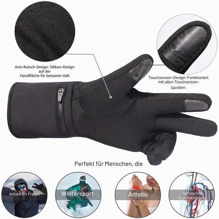 elektrische beheizte Handschuhe für Herren Damen，wiederaufladbar beheizbare Winter Handschuhe für Ou